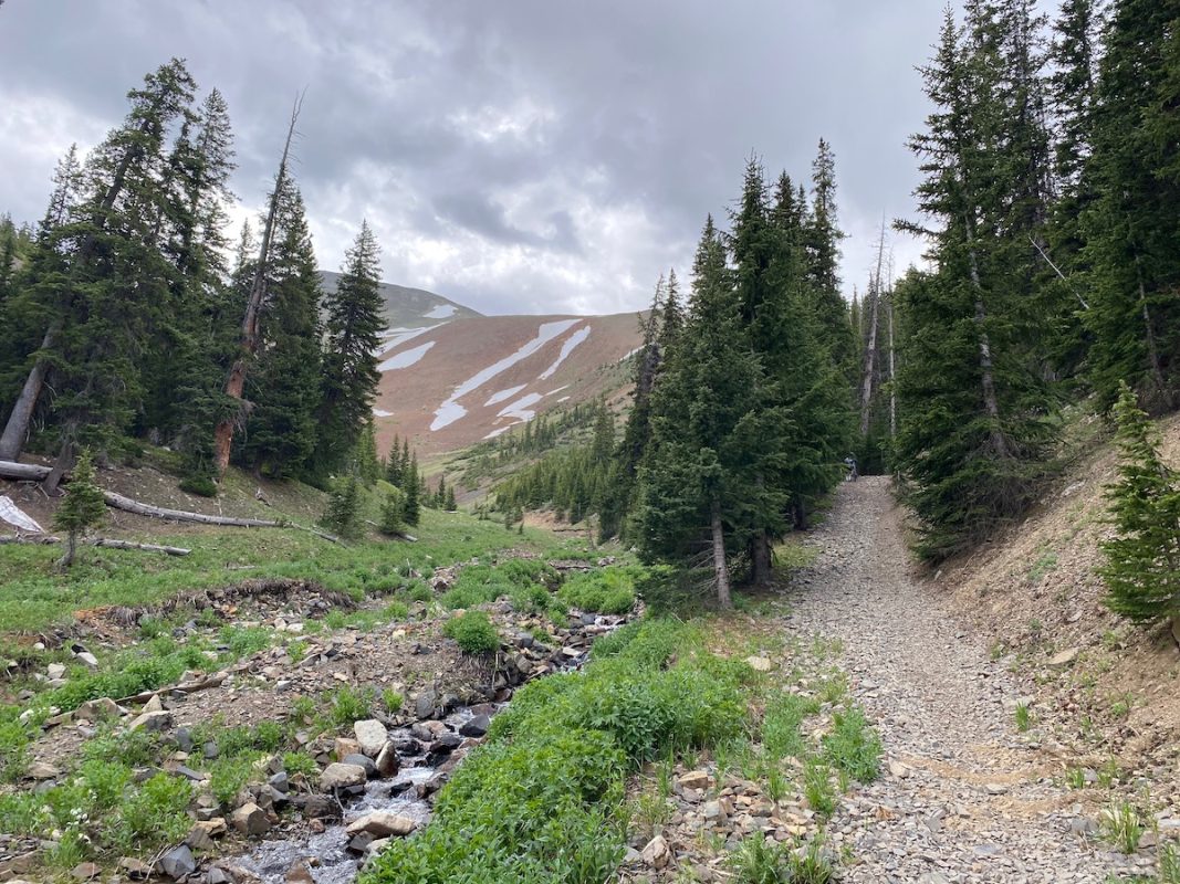 Near the top of little french Moderate Trail Ride in Breckenridge the Firecracker 50